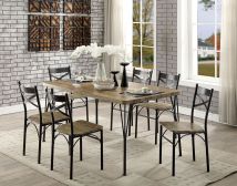 Furniture of America CM3279T-60-7PK Banbury - 7 Piece Dining Table Set - Dark Bronze / Natural