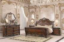 New Classic 00-2477-35N New Classic 00-2477-35N Bella Notte - Queen 5 Piece Bedroom Set (Padded Sleigh Bed, Dresser, Mirror, 2 Nightstands) - Cherry