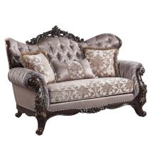 ACME LV00810 Benbek - Loveseat - Fabric & Antique Oak Finish
