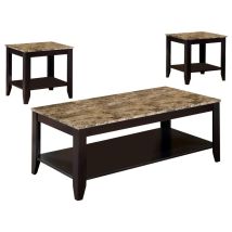 CoasterEveryday 700155 Flores - 3 Piece Faux Marble Top Coffee Table Set - Cappuccino