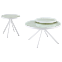 Coaster Fine Furniture 706258-S2 Briggs - 2 Piece Round Coffee And End Table Set - White