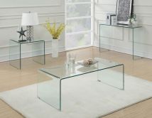 Coaster Fine Furniture 705328-S3 Ripley - 3 Piece Bent Glass Coffee And End Table Set - Clear