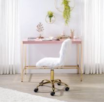 ACME OF00024 Midriaks - Writing Desk - Pink & Gold Finish