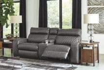 Signature Design by Ashley® 55203/58/57/62 Samperstone - Gray - Power Reclining Loveseat With Console 3 Pc Sectional