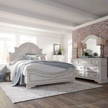 Liberty Furniture 244-BR-KPBDMC Magnolia Manor - 4 Piece Bedroom Set (King Panel Bed, Dresser & Mirror, Chest) - White