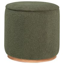 Coaster Fine Furniture 910302 Zena - Faux Sheepskin Upholstered Round Ottoman - Green