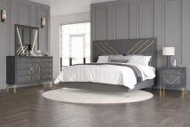 New Classic 00-B1826-34N New Classic 00-B1826-34N Symmetry - Queen 4 Piece Bedroom Set (Bed, Dresser, Mirror, Nighstand) - Gray