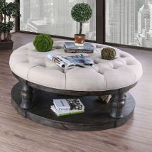 Furniture of America CM4424GY-F-C Mika - Coffee Table With Cushion Top - Antique Gray