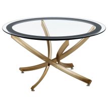 CoasterEveryday 707888 Brooke - Round Glass Top Coffee Table Metal Base - Brass