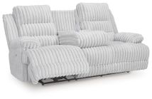 Ashley Furniture PC4280499 Rhines Falls - Reclining Power Sofa With Drop Down Table - Alloy