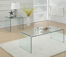 Coaster Fine Furniture 705328-S2 Ripley - 2 Piece Bent Glass Coffee And End Table Set - Clear
