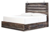 Ashley Furniture B211B15 Ashley Furniture B211B15 Drystan - King Panel Bed With 2 Side Drawers - Brown / Beige