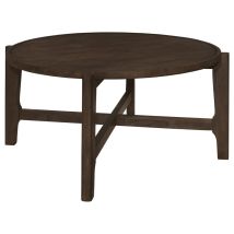 Coaster Fine Furniture 708288 Cota - Round Solid Wood Coffee Table - Dark Brown