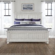 Liberty Furniture 237-BR-KPB River Place - King Panel Bed - Riverstone White & Tobacco