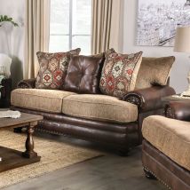 Furniture of America SM5148-LV Fletcher - Loveseat - Brown / Tan