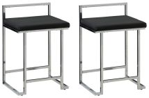 Signature Design by Ashley® D275-624 Madanere - Black / Chrome Finish - Upholstered Stool (Set of 2)