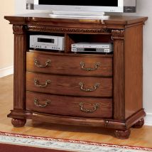 Furniture of America CM7738TV-DR Bellagrand - Media Chest - Antique Tobacco Oak