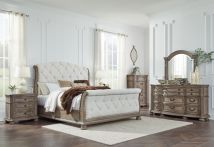 Ashley Furniture B944/31/36/58/56/97 Ashley Furniture B944/31/36/58/56/97 Ardenfield - 5 Pc. - Dresser, Mirror, King Upholstered Sleigh Bed - Light Brown