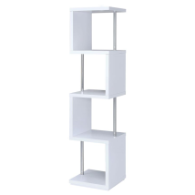 CoasterEveryday 801418 Baxter - 4-Shelf Bookshelf - White And Chrome