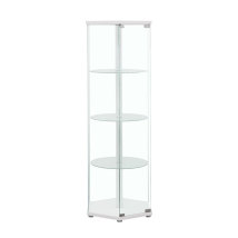 CoasterEveryday 950001 Zahavah - 4-Shelf Hexagonal Clear Glass Curio Cabinet - White