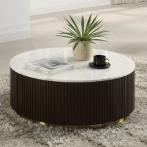 ACME LV03945 Clayten - Coffee Table - White Natural Marble Top & Espreeso Finish