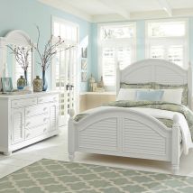 Liberty Furniture 607-BR-KPSDMN Liberty Furniture 607-BR-KPSDMN Summer House - 4 Piece Bedroom Set (King Poster Bed, Dresser & Mirror, Nightstand) - Oyster White