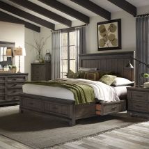 Liberty Furniture 759-BR-K2SDMCN Thornwood Hills - 5 Piece Bedroom Set (King Two Sided Storage Bed, Dresser & Mirror, Chest, Nightstand) - Dark Gray