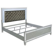 CoasterEssence 223211KE Gunnison - Wood Eastern King LED Panel Bed - Silver Metallic
