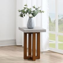 ACME LV03016 Keven - End Table - Faux Concrete Top & Walnut Finish