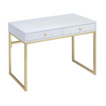ACME AC00891 Coleen - Vanity Desk - White & Brass Finish