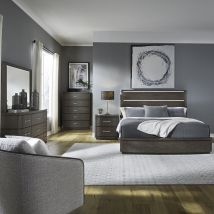 Liberty Furniture 732-BR-CPDMCN Liberty Furniture 732-BR-CPDMCN Cascade Falls - 5 Piece Bedroom Set (California King Panel Bed, Dresser & Mirror, Chest, Nightstand) - Satin Espresso