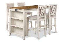 New Classic D3651-60CS-BSQ New Classic D3651-60CS-BSQ Amy - 5 Piece Counter Dining Set (Table With Storage & 4 Chairs) - 2 Tone Bisque
