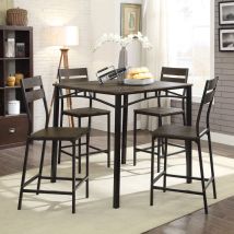 Furniture of America CM3920PT-5PK Westport - 5 Piece Counter Height Table Set - Antique Brown / Black