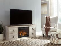 Signature Design by Ashley® EW0267W8 Willowton - Whitewash - TV Stand With Electric Fireplace