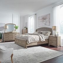 Liberty Furniture 805-BR-KPBSDMCN Avalon - 5 Piece Bedroom Set (King Panel Storage Bed, Dresser & Mirror, Chest, Nightstand) - Burnished Beige