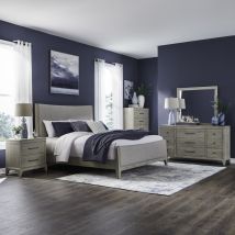 Liberty Furniture 694-BR-KCUBDMCN Liberty Furniture 694-BR-KCUBDMCN New Haven - 5 Piece Bedroom Set (California King Upholstered Bed, Dresser & Mirror, Chest, Night Stand) - Sanctuary White