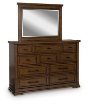 Ashley Furniture B849B1 Taffenbrook - Dresser And Mirror - Medium Brown