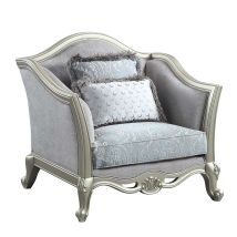 ACME LV01119 Qunsia - Chair - Light Gray Linen & Champagne Finish