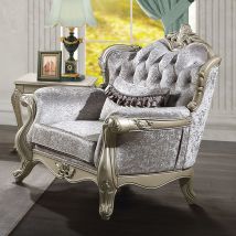 ACME LV03822 Libertee - Chair With Pillow - Beige Fabric & Champagne