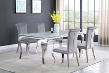 CoasterElevations 115081-S5G Carone - 5 Piece Rectangular White Glass Dining Set - Gray
