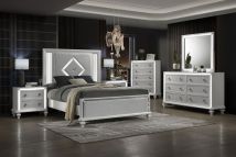 New Classic 00-1583-36N New Classic 00-1583-36N Stardust - 5/0 Queen 6 Piece Bedroom Set (Bed & Dresser & Mirror & Chest & 2 Nightstands) - White
