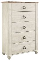Ashley Furniture B267-46 Willowton - Five Drawer Chest - Brown / Beige / White