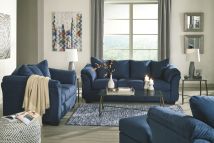 Signature Design by Ashley® 75007/38/35/20/14 Darcy - Blue - 4 Pc. - Sofa, Loveseat, Chair, Ottoman