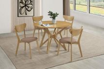 Coaster Fine Furniture 108440-S5 Elowen - 5 Piece Round Solid Wood Dining Set - Light Walnut
