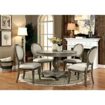 Furniture of America CM3872RT-TABLE Kathryn - Round Dining Table - Rustic Dark Oak