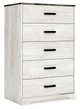 Ashley Furniture EB4121-245 Shawburn - Five Drawer Chest - Vinyl-Wrapped - White / Black / Gray