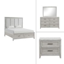 New Classic 00-2442-34N New Classic 00-2442-34N Fiona - 5/0 Queen 4 Piece Bedroom Set (Bed & Dresser & Mirror & Nightstand) - Gray