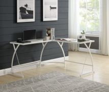 ACME OF00052 Janison - Desk - Clear Glass & White Finish