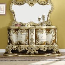 ACME BD20005 Desiderius - Dresser - Antique Gold & Hand Painted Brown