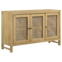 CoasterEssence 953556 Zamora - 3-Door Wood Accent Cabinet With Woven Cane - Natural